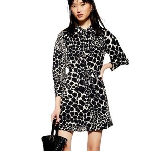 Top Shop Black White Leopard Print A Line Dress